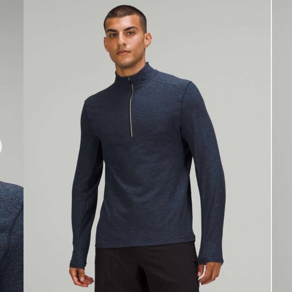 Lululemon Surge Warm 1/2 Zip Pullover Size XL Heathered True Navy / Black $118 - Picture 2 of 7